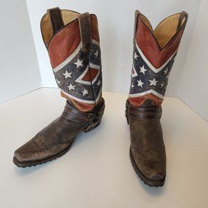 Confederate Flag Mexican Made Leather Cowboy Boots